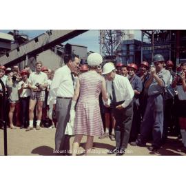 Queen Elizabeth II being greeted at Mines Power Station, Mount Isa Mines, April 1970
