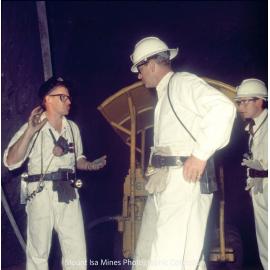 Prince Philip at underground, Mount Isa Mines, April 1970