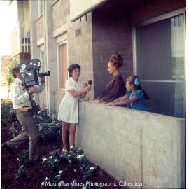 Media interviews residents for royal visit, Parkside, April 1970