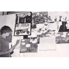 Librarian and children's artworks
