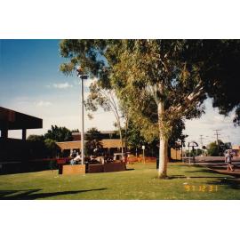 Civic Center lawn preparing for New Years celebrations, c.1997