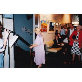 Ribbon cutting at 75th celebration art event, c.1998