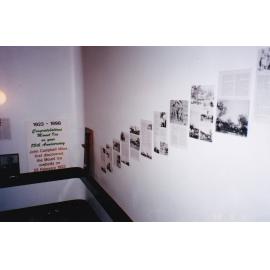 Civic Centre stairs with historical timeline for 75th celebration, c.1998