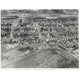 Aerial view of Menzies and race track, February 1973