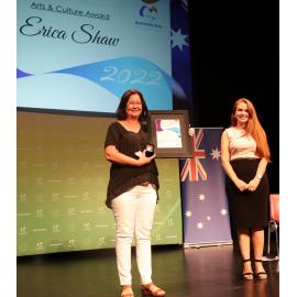 Erica Shaw receives Arts & Culture Award, January 2022