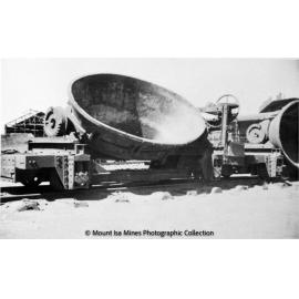 Rail mounted slag pots for the lead smelter, Mount Isa Mines, November 1963 