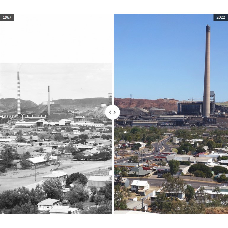 Mining stacks now and then, Mount Isa Mines