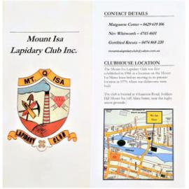 Mount Isa Lapidary Club leaflet