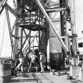 Installing cable in K57 (R62) Shaft, Mount Isa Mines, January 1964