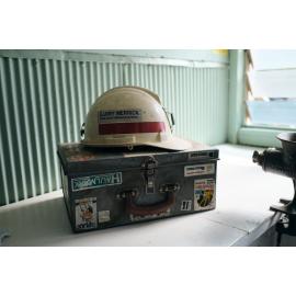 Spare parts foreman (electrical) helmet, Tent House, July 2022