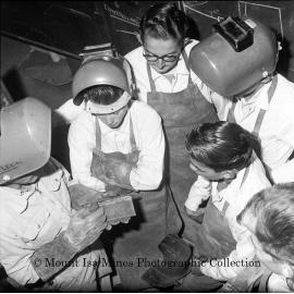 Apprentice Boilermakers at Apprentice Workshop, Mount Isa Mines, July 1964