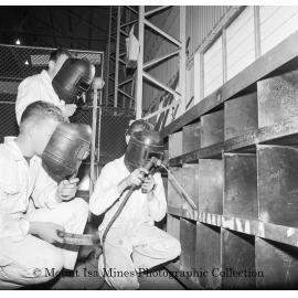 Apprentice Boilermakers at Apprentice Workshop, Mount Isa Mines, July 1964