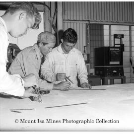 Apprentice Boilermakers at Apprentice Workshop, Mount Isa Mines, July 1964