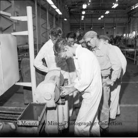Apprentice Boilermakers at Apprentice Workshop, Mount Isa Mines, July 1964