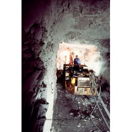 Gardner Denver 3 boom jumbo drill rig, Mount Isa Mines, c.1986