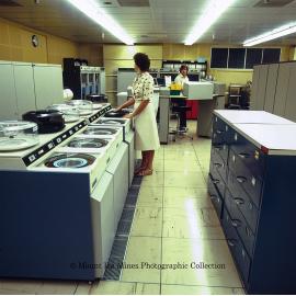 Disk drives in Computer Building, Mount Isa Mines, April 1971