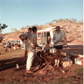 Tourists cooking, Lake Moondarra, c.1970s