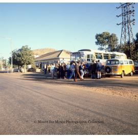 Tourist buses at visitor centre, c.1970s