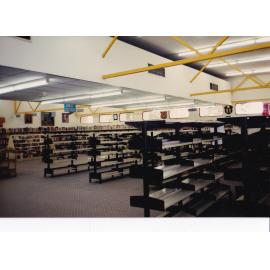 Empty book shelves,  Mount Isa City Library