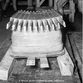Portion of the stator of the winder motor at No.2 Ore Shaft, Mount Isa Mines, October 1969