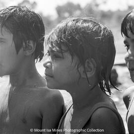 Aboriginal children's picnic at Warrina Park, Lake Moondarra, March 1970