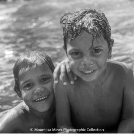Aboriginal children's picnic at Warrina Park, Lake Moondarra, March 1970