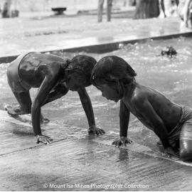 Aboriginal children's picnic at Warrina Park, Lake Moondarra, March 1970