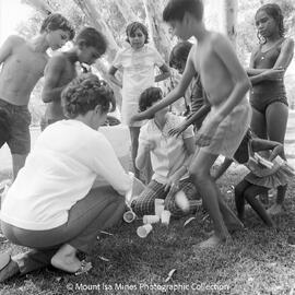 Aboriginal children's picnic at Warrina Park, Lake Moondarra, March 1970
