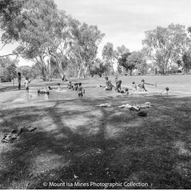 Aboriginal children's picnic at Warrina Park, Lake Moondarra, March 1970