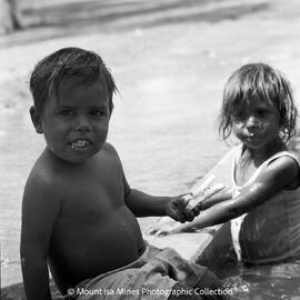 Aboriginal children's picnic at Warrina Park, Lake Moondarra, March 1970