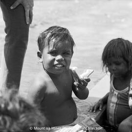 Aboriginal children's picnic at Warrina Park, Lake Moondarra, March 1970