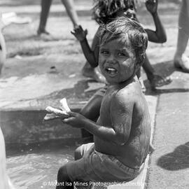 Aboriginal children's picnic at Warrina Park, Lake Moondarra, March 1970