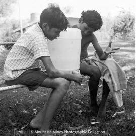 Aboriginal children's picnic at Warrina Park, Lake Moondarra, March 1970