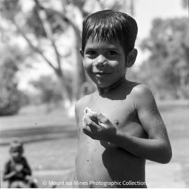 Aboriginal children's picnic at Warrina Park, Lake Moondarra, March 1970