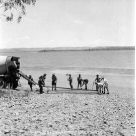 New boat ramp at the Sailing Club, Lake Moondarra, February 1970
