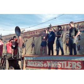 Bells boxing tent, Mount Isa Industrial Fair, Spear Creek, June 1962