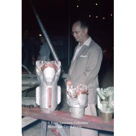 Drill cutting heads on display, Mount Isa Industrial Fair, Spear Creek, June 1962