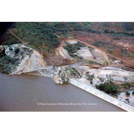 Lake Moondarra water of spillway and dam wall, March 1962