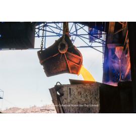 Pouring molten copper at Copper Smelter, Mount Isa Mines, July 1956