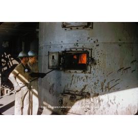 Reverberatory furnace at Copper Smelter, Mount Isa Mines, July 1956