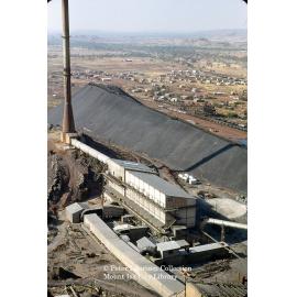 Lead smelter and stack, baghouse, and Mount Haney, Mount Isa Mines, September 1953