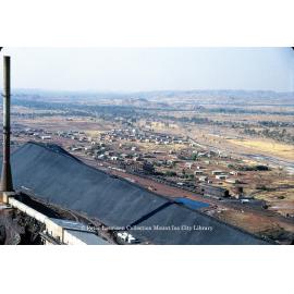 Lead Smelter Stack and Mount Haney lead slag heap, Mount Isa Mines, September 1953